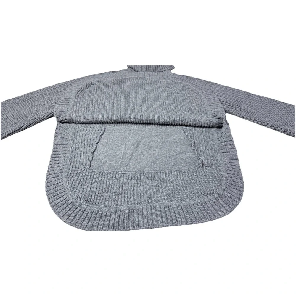 Ugg Poncho Women's Medium Grey Chunky Knit Cowl Neck Sweater Cotton 1k - Picture 8 of 13